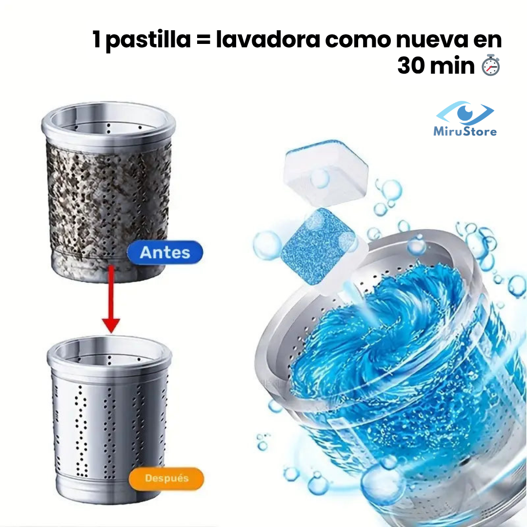 🧼 Pastillas Limpia Lavadora – Adiós al sarro y mal olor ✨ 2x1