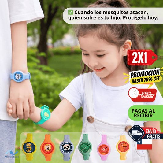Pulsera Antimosquitos Infantil 🦟 50 Días de Protección 🔥 2x1 Hoy