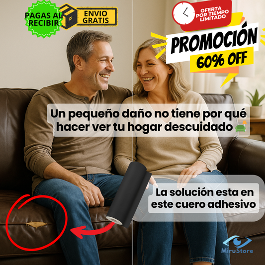 Rollo de Cuero Autoadhesivo (150cmx50xm)🛋️ – Repara y renueva tus muebles en minutos ✨