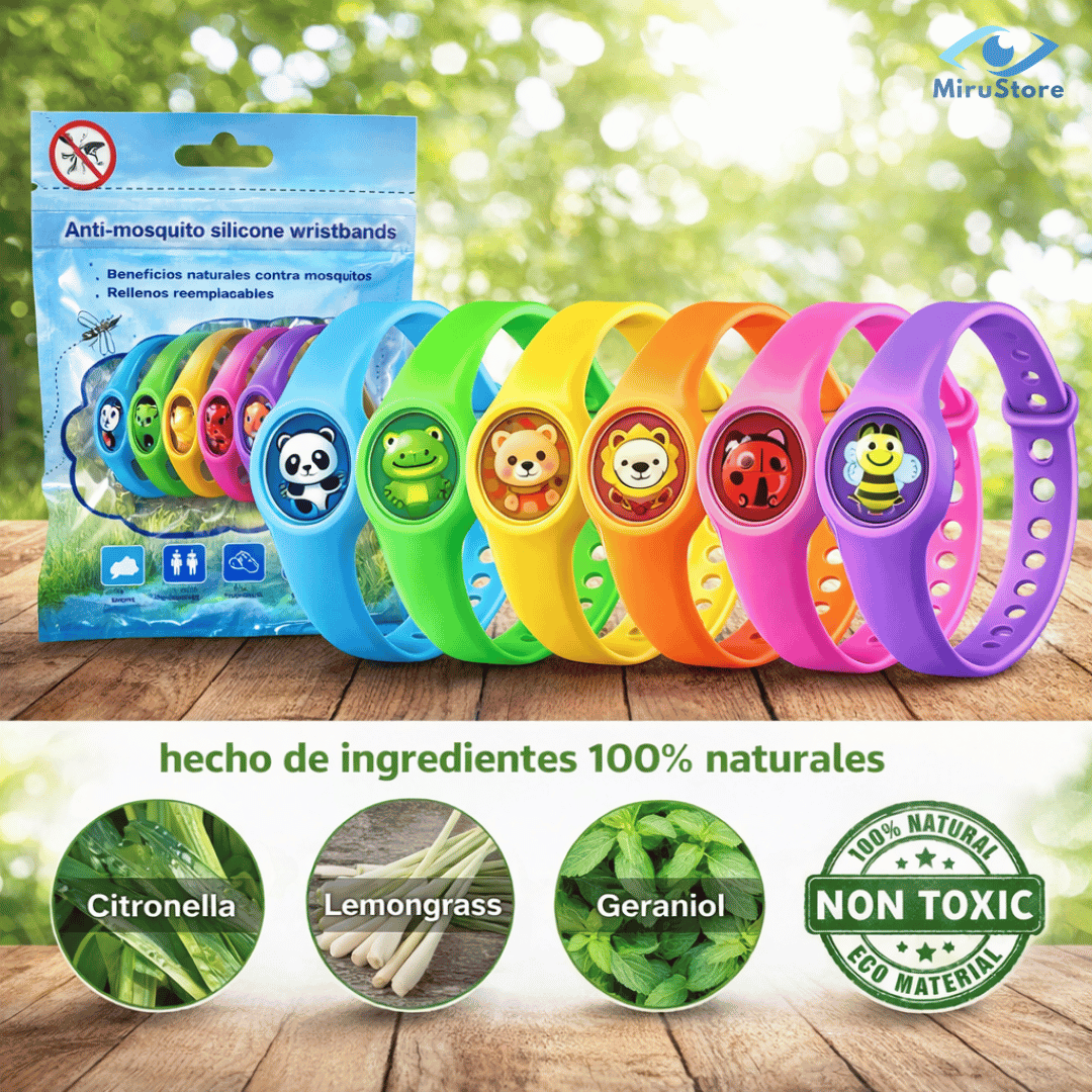 Pulsera Antimosquitos Infantil 🦟 50 Días de Protección 🔥 2x1 Hoy