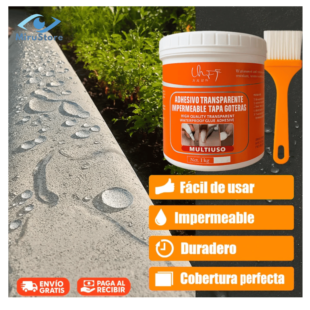 🟠 SELLADOR ADHESIVO TRANSPARENTE 1 KG – Impermeabiliza y Sella en Minutos 💧