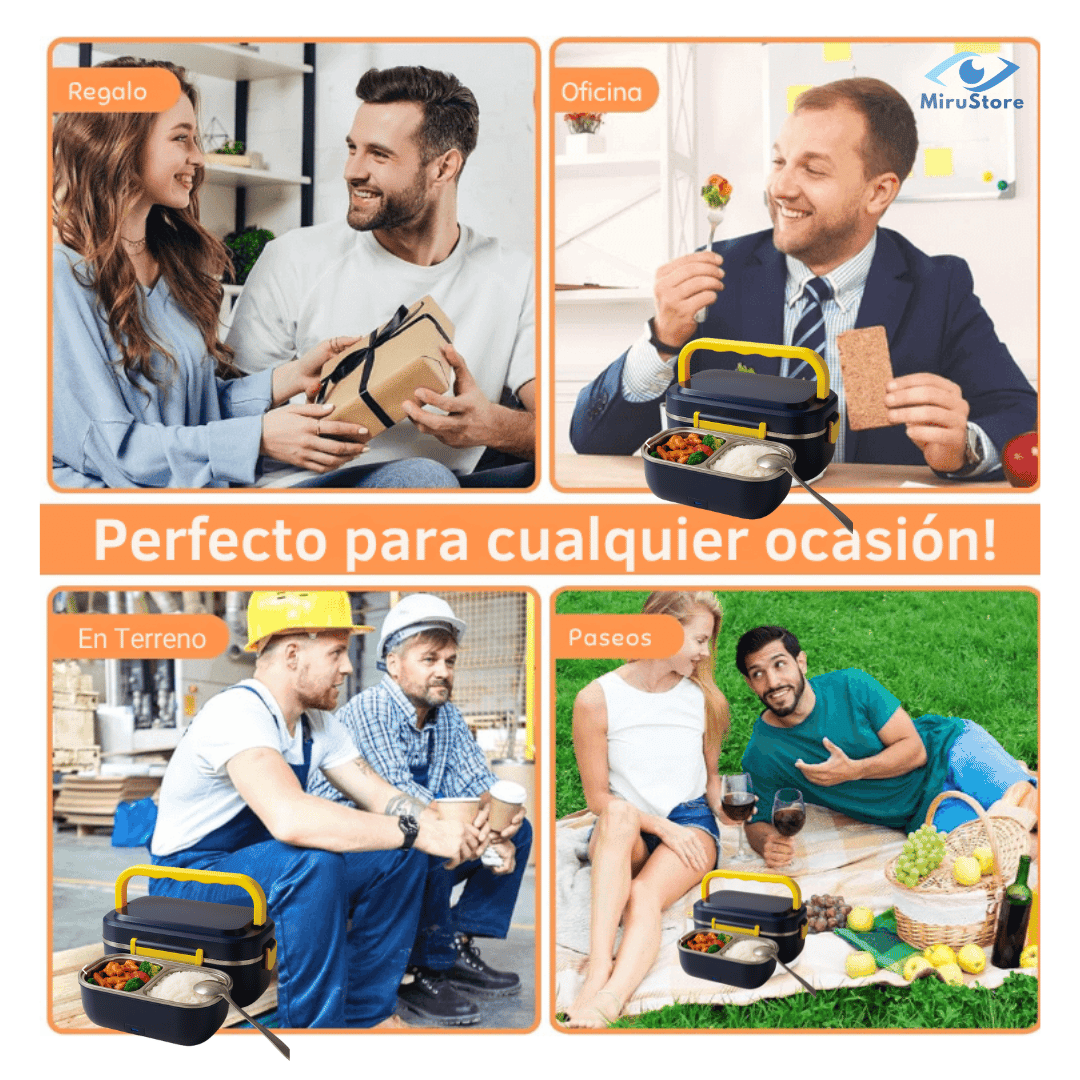 Lonchera Eléctrica Portátil ACERO🔥 Calienta tu comida en minutos donde estés ✅ 2x1