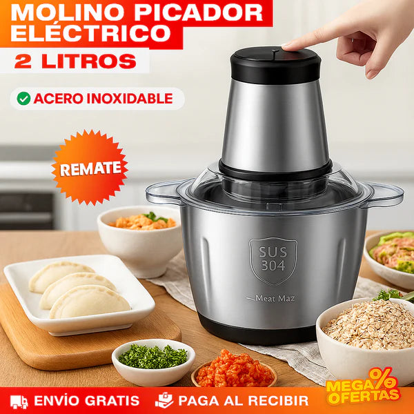 MOLINO PICADOR ELÉCTRICO ACERO INOXIDABLE ✅2 LITROS ✅(TAMAÑO GRANDE)