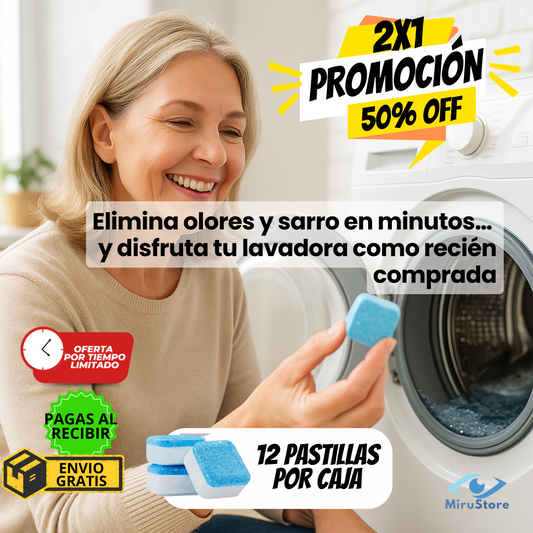 🧼 Pastillas Limpia Lavadora – Adiós al sarro y mal olor ✨ 2x1