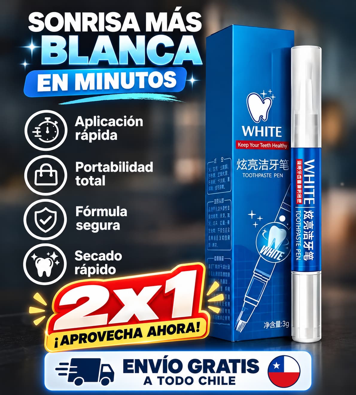 Lápiz Blanqueador dental Instantáneo ✅2x1