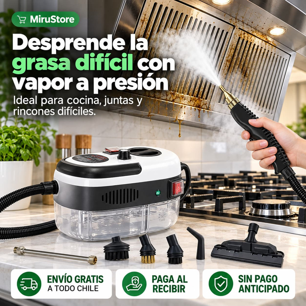 VaporClean Pro™ | Limpiador a Vapor de Alta Presión 2500w Portatil