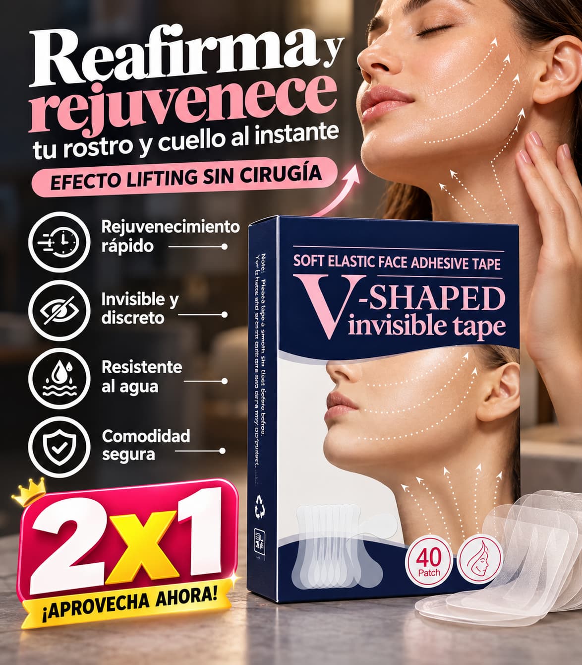 Cintas Faciales Lifting 40 Tiras En Caja